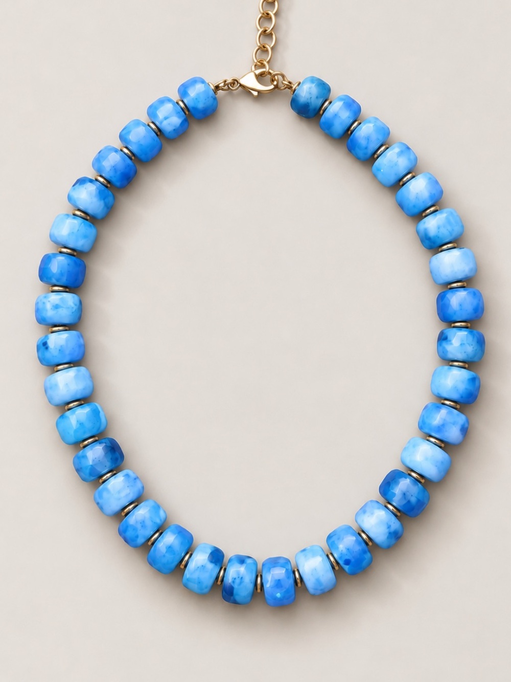 New! Blue Marbled Beaded Dopamine Statement Necklace NWOT 8011